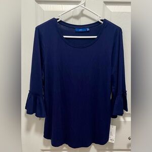 MWT-never worn-Apt 9 Navy Blue Women's Top with Ruffle Sleeves